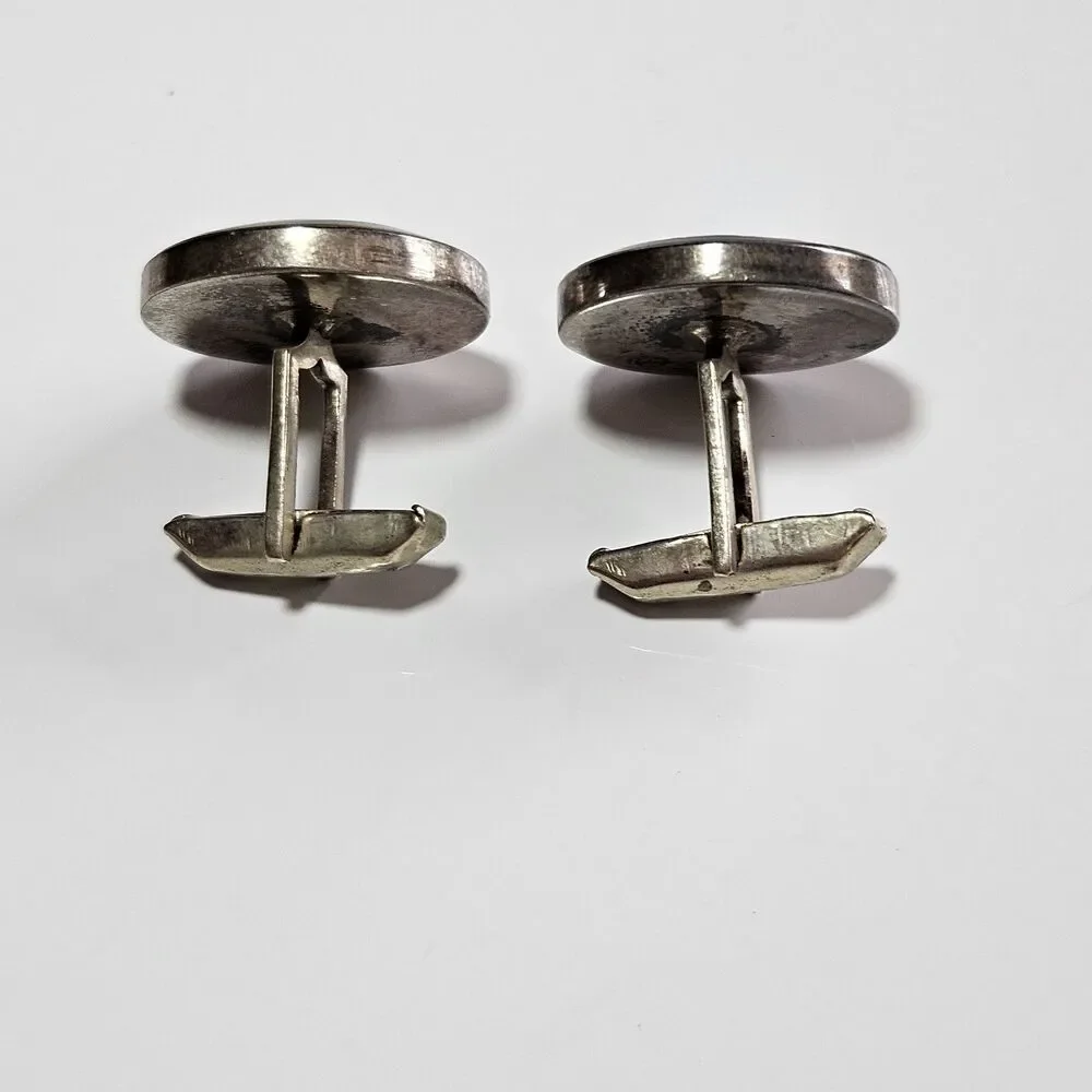 *Sale* Mexico Alpaca Sterling Silver Colorful Abalone Cufflinks